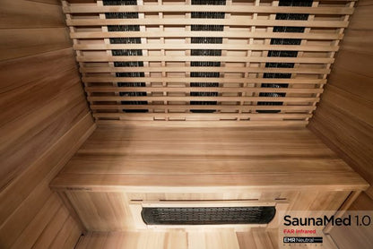 SaunaMed 3 Person Luxury Cedar FAR Infrared Domestic Indoor Sauna - EMR Neutral - 13A Plug & Play