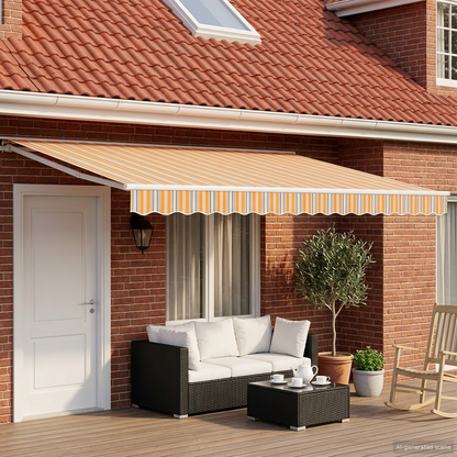 vidaXL Manual Awning Frame with LEDs Blue, Orange and White 4 x 3.5 m