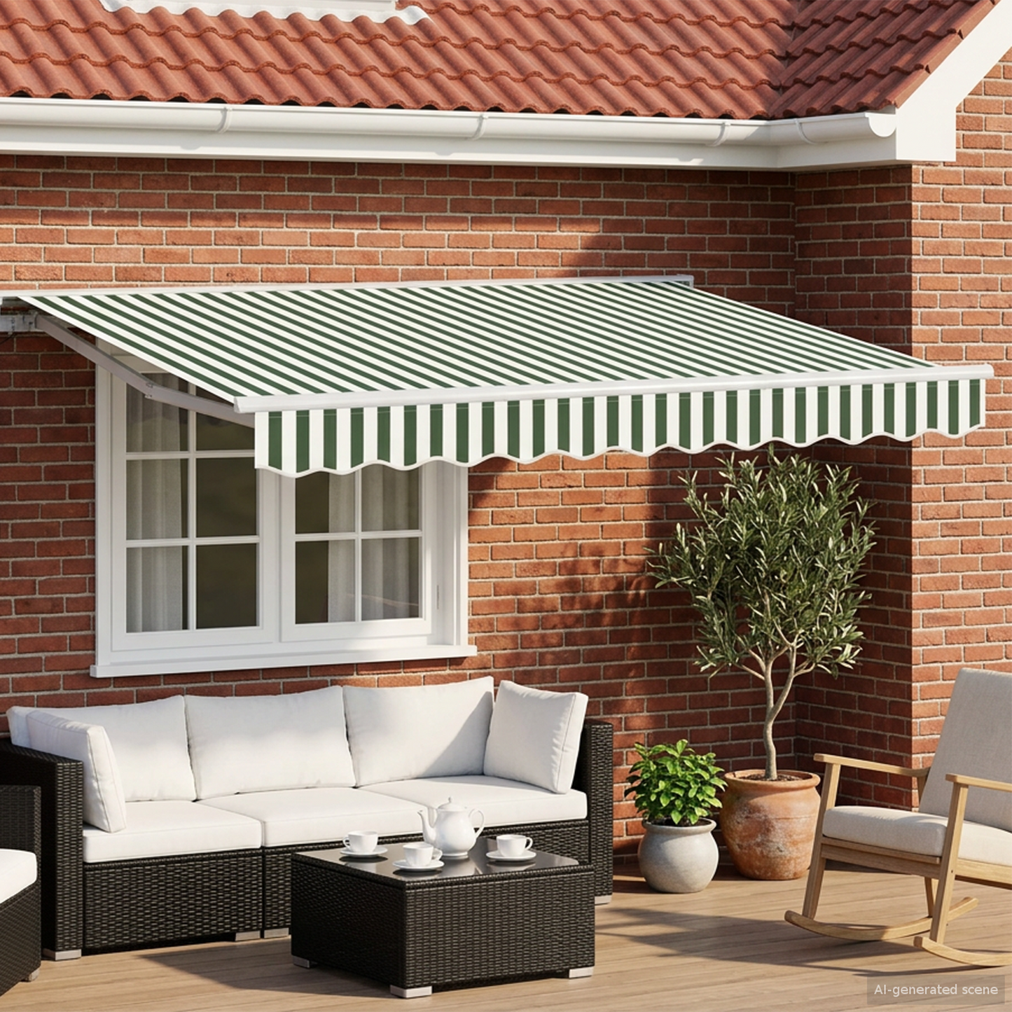 vidaXL Manual Awning Frame with LEDs Green and White 2.5 x 2 m