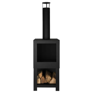 Esschert Design Outdoor Fireplace with Firewood Storage Black FF410