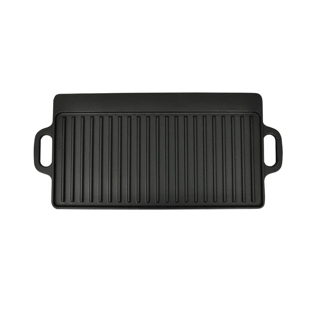 vidaXL Grill Platter 2 pcs Cast Iron Reversible 38x23 cm
