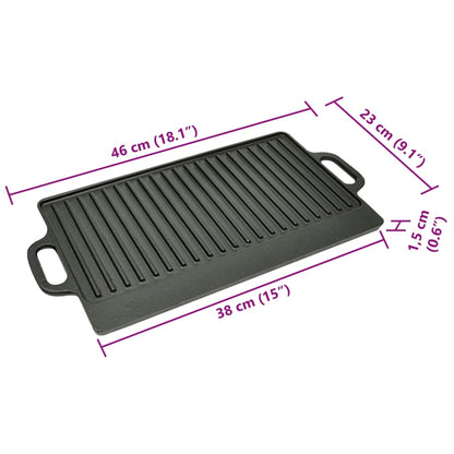 vidaXL Grill Platter 2 pcs Cast Iron Reversible 38x23 cm