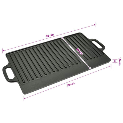 50127 vidaXL Grill Platter 2 pcs Cast Iron Reversible 38x23 cm