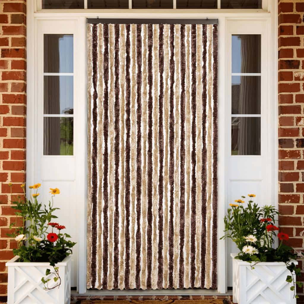 vidaXL Insect Curtain Beige and Light Brown 100x220 cm Chenille