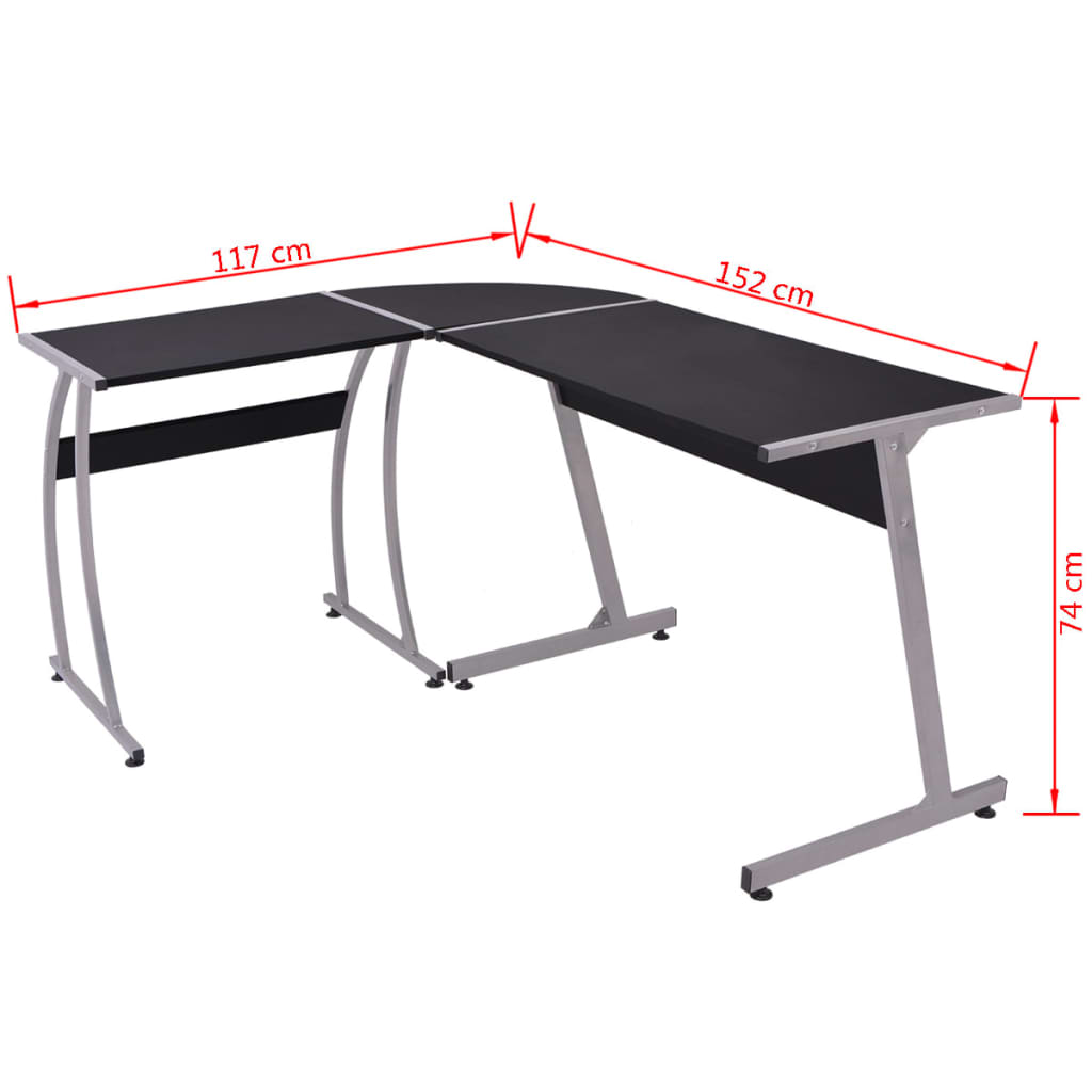 20132 vidaXL Corner Desk L-Shaped Black