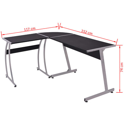 20132 vidaXL Corner Desk L-Shaped Black