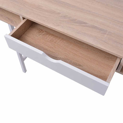 20135 vidaXL Desk with 1 Drawer Oak and White