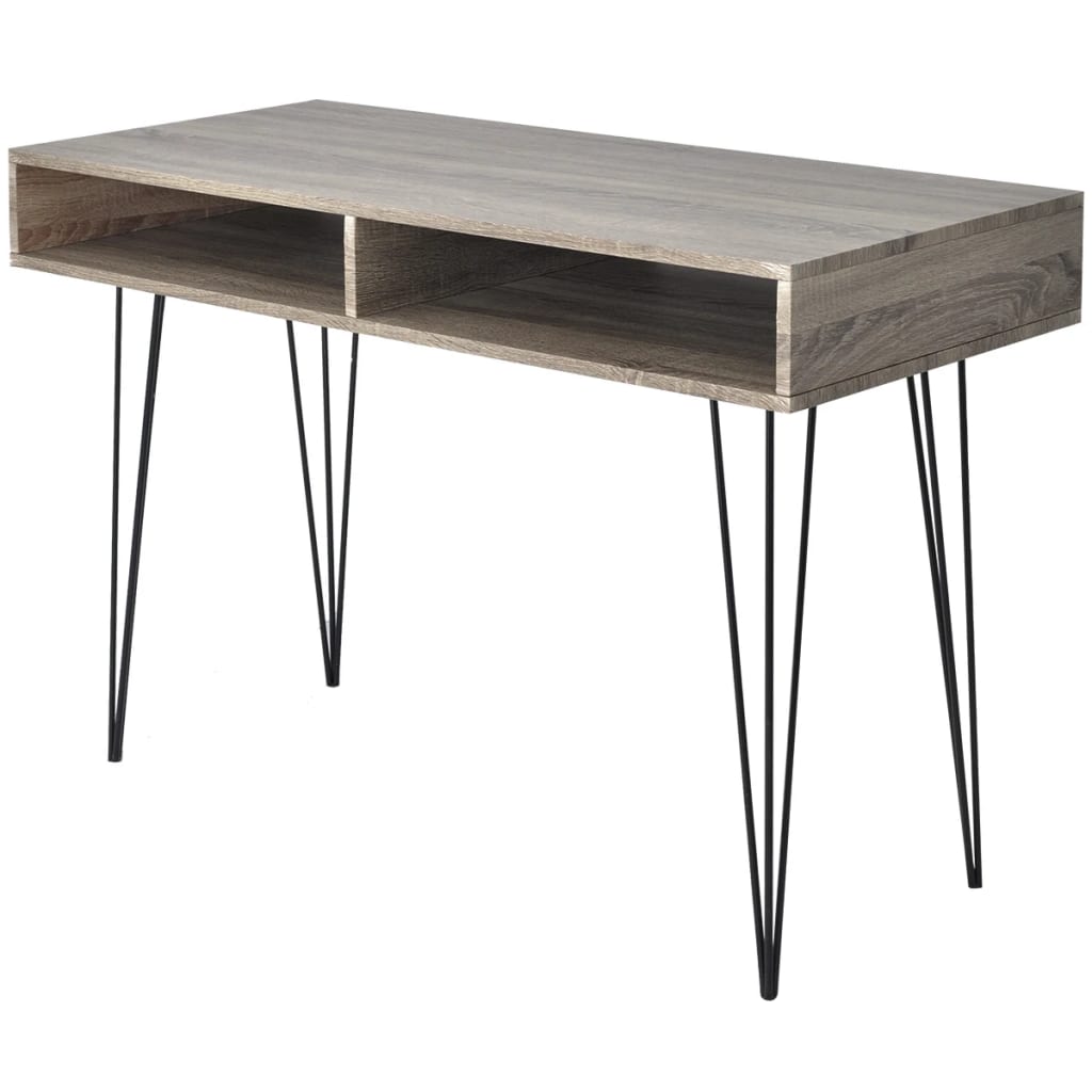20136 vidaXL Desk with 2 Compartments Grey