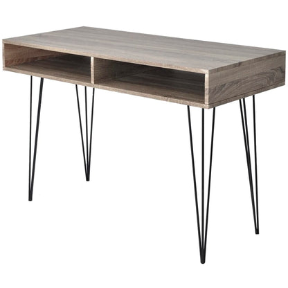 20136 vidaXL Desk with 2 Compartments Grey