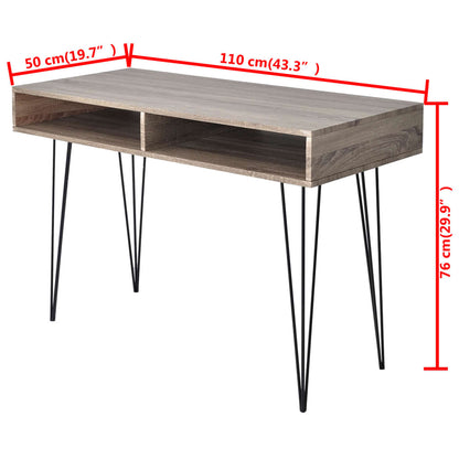 20136 vidaXL Desk with 2 Compartments Grey
