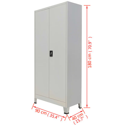 vidaXL Office Cabinet with 2 Doors Steel 90x40x180cm Grey