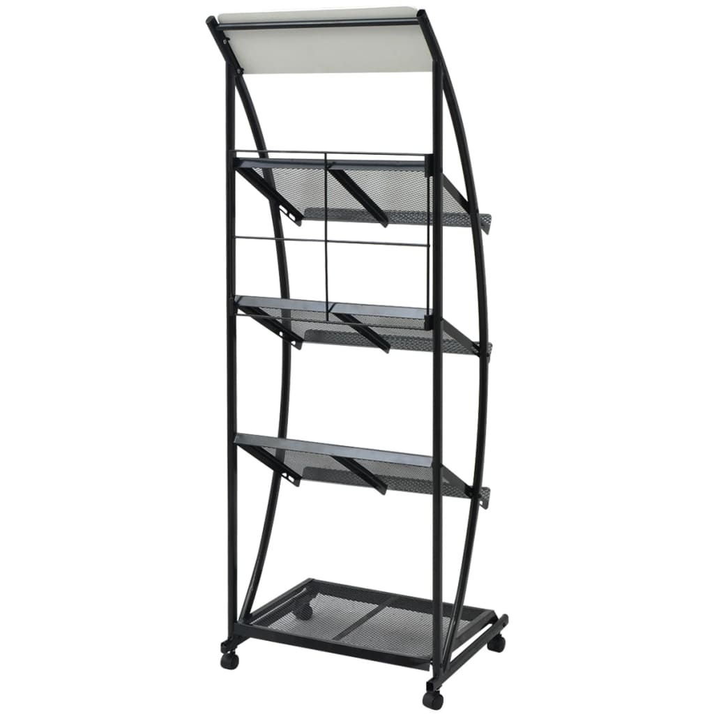 vidaXL Magazine Rack 47x40x134 cm Black and White A4