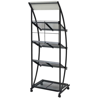 30099 vidaXL Magazine Rack 47x40x134 cm Black and White A4