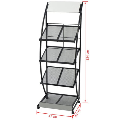vidaXL Magazine Rack 47x40x134 cm Black and White A4