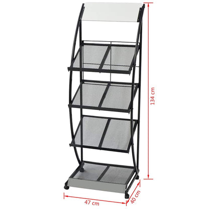 30099 vidaXL Magazine Rack 47x40x134 cm Black and White A4