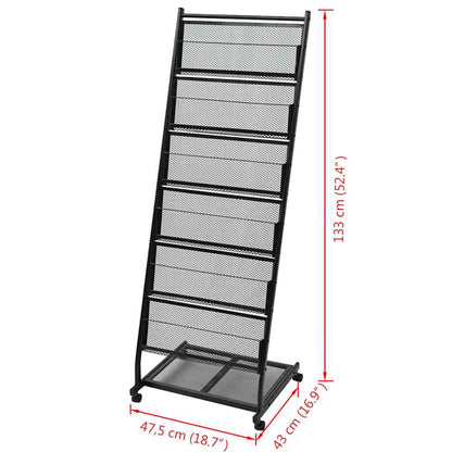 30100 vidaXL Magazine Rack 47,5x43x133 cm Black A4