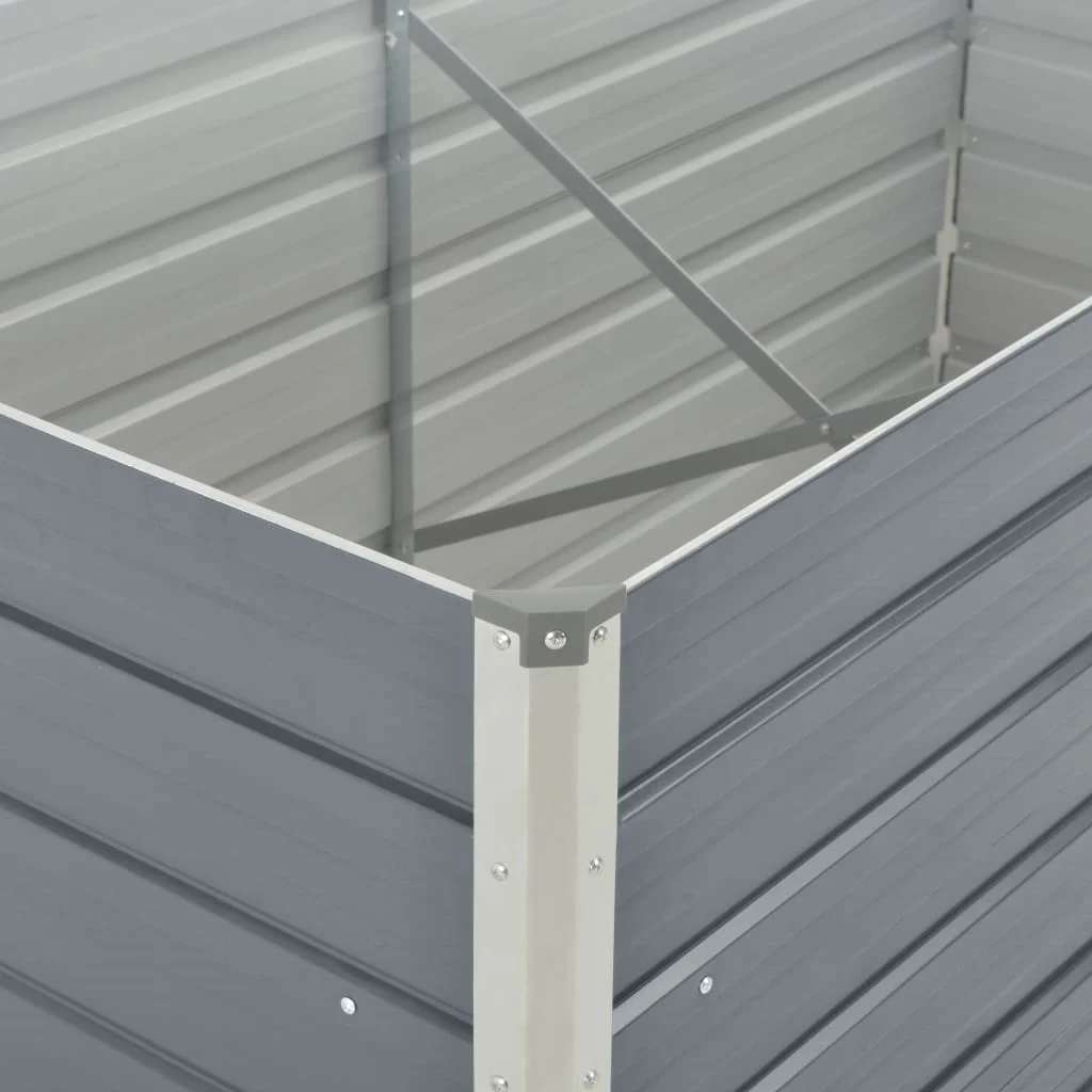 vidaXL Raised Garden Bed 160x80x77 cm Galvanised Steel Grey