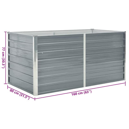 vidaXL Raised Garden Bed 160x80x77 cm Galvanised Steel Grey