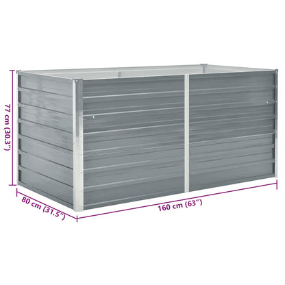 vidaXL Raised Garden Bed 160x80x77 cm Galvanised Steel Grey