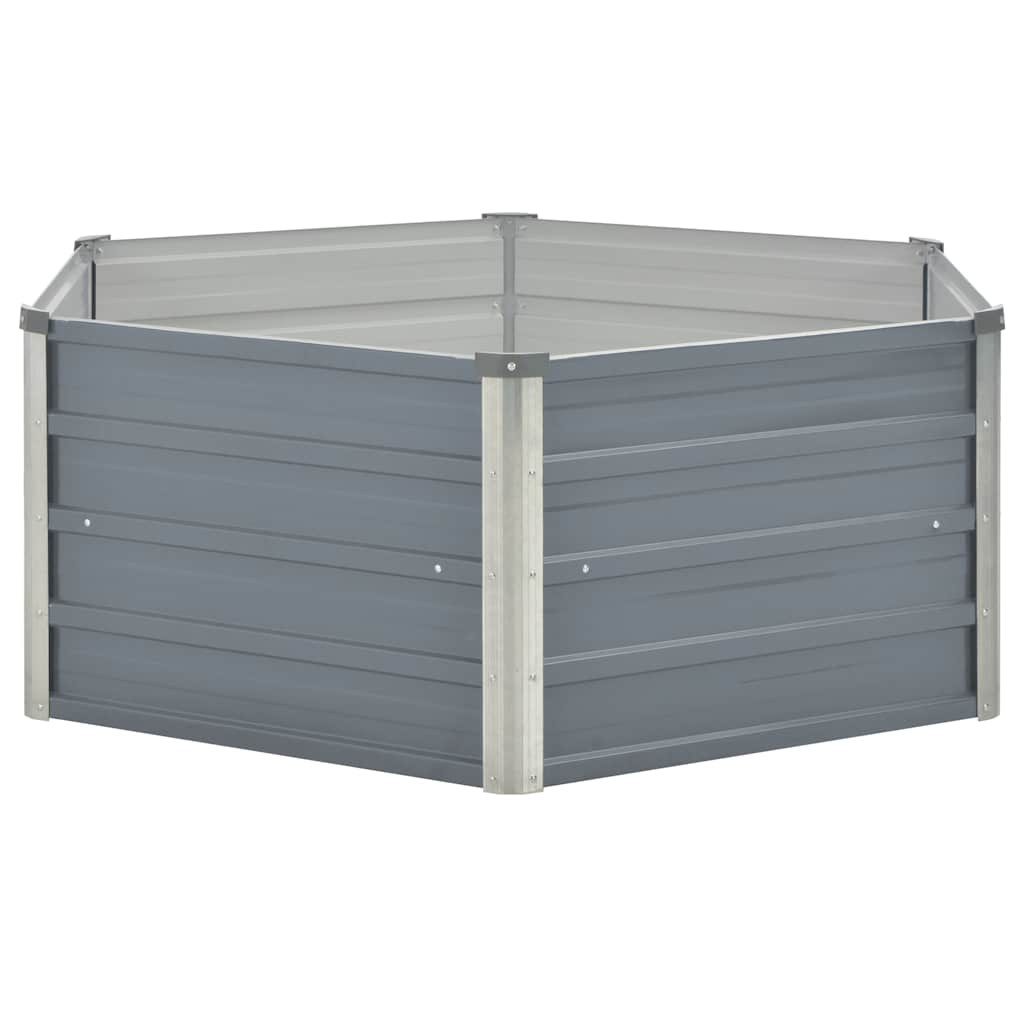 vidaXL Raised Garden Bed 129x129x45 cm Galvanised Steel Grey