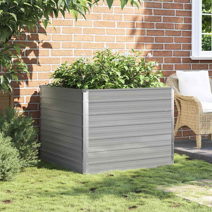vidaXL Raised Garden Bed | Grey | Galvanised steel | 100x100x77 cm |  Durable
