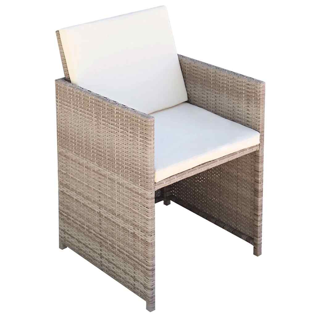 42558 vidaXL 13 Piece Outdoor Dining Set with Cushions Poly Rattan Beige