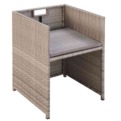 42558 vidaXL 13 Piece Outdoor Dining Set with Cushions Poly Rattan Beige