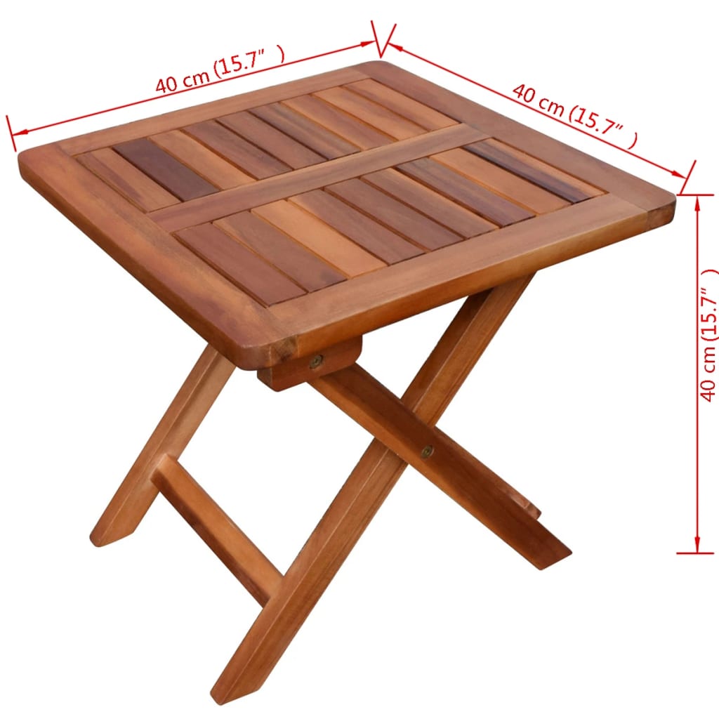 vidaXL Sun Lounger And Table | Brown | Solid acacia wood | Standard | Foldable