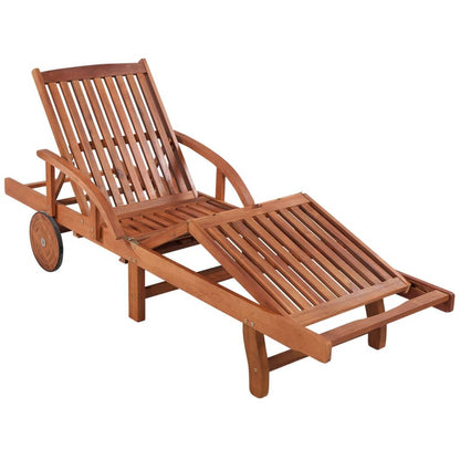 vidaXL Sun Lounger And Table | Brown | Solid acacia wood | Standard | Foldable