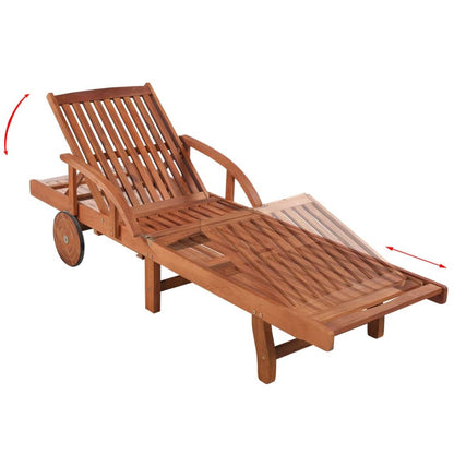 vidaXL Sun Lounger And Table | Brown | Solid acacia wood | Standard | Foldable