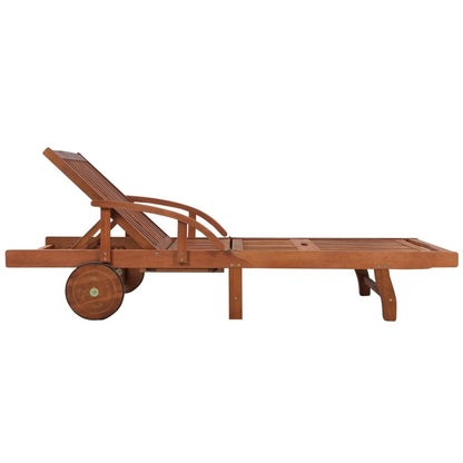 vidaXL Sun Lounger And Table | Brown | Solid acacia wood | Standard | Foldable