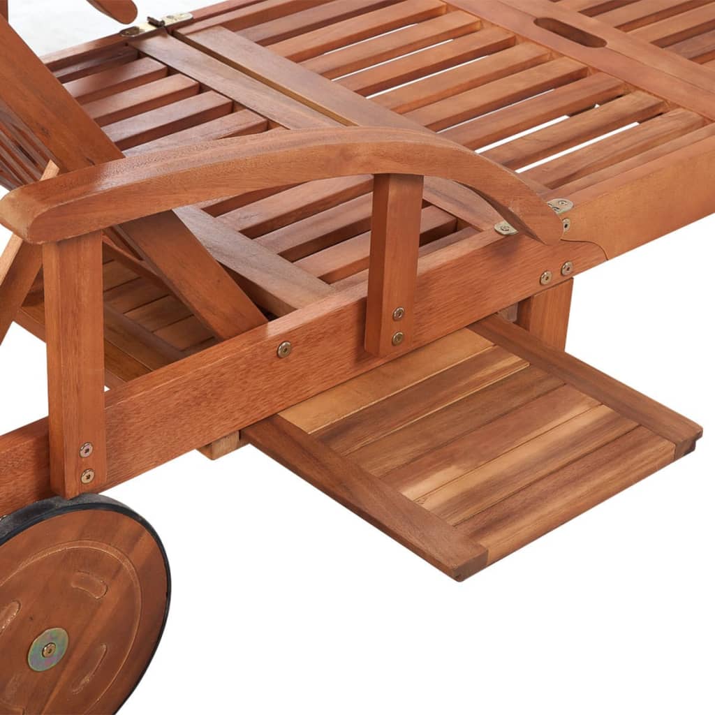 vidaXL Sun Lounger And Table | Brown | Solid acacia wood | Standard | Foldable