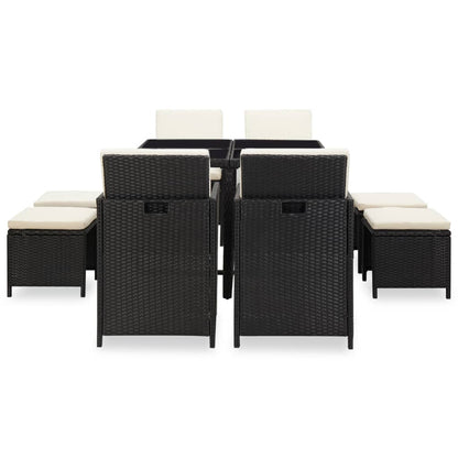 vidaXL Patio Furniture | Black | Steel, PE Rattan, Glass, Polyester