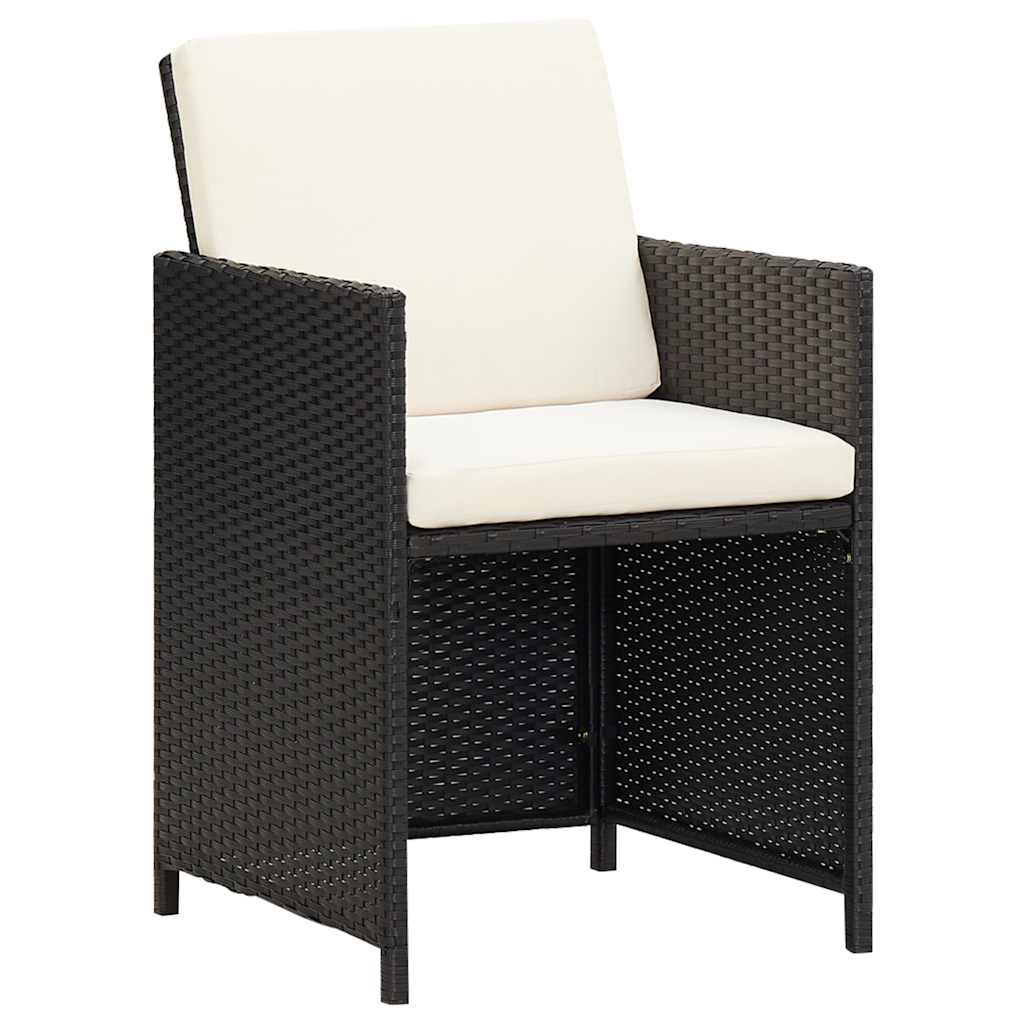 vidaXL Patio Furniture | Black | Steel, PE Rattan, Glass, Polyester