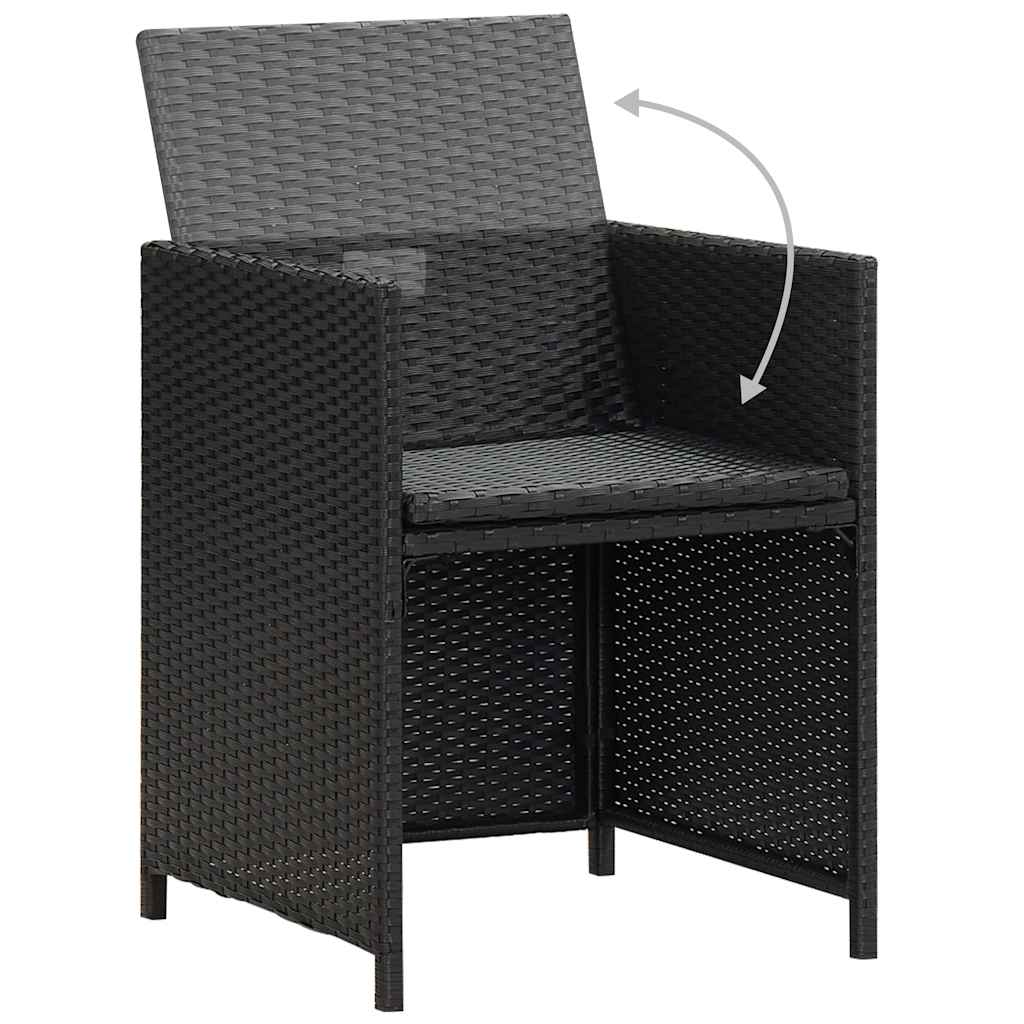 vidaXL Patio Furniture | Black | Steel, PE Rattan, Glass, Polyester