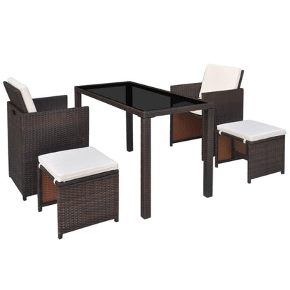 vidaXL Patio Furniture | Brown | Steel, PE Rattan, Glass, Polyester | Medium