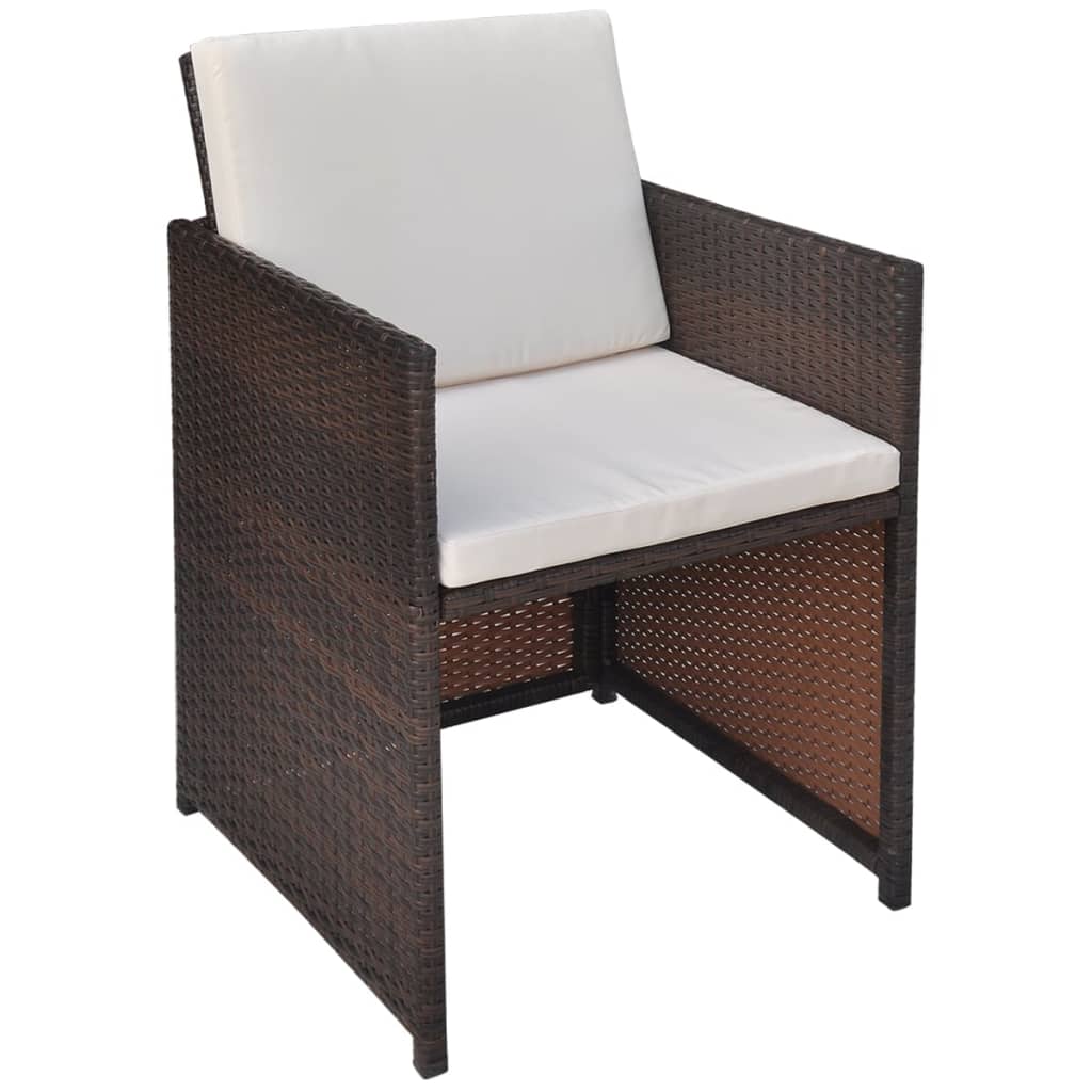 vidaXL Patio Furniture | Brown | Steel, PE Rattan, Glass, Polyester | Medium