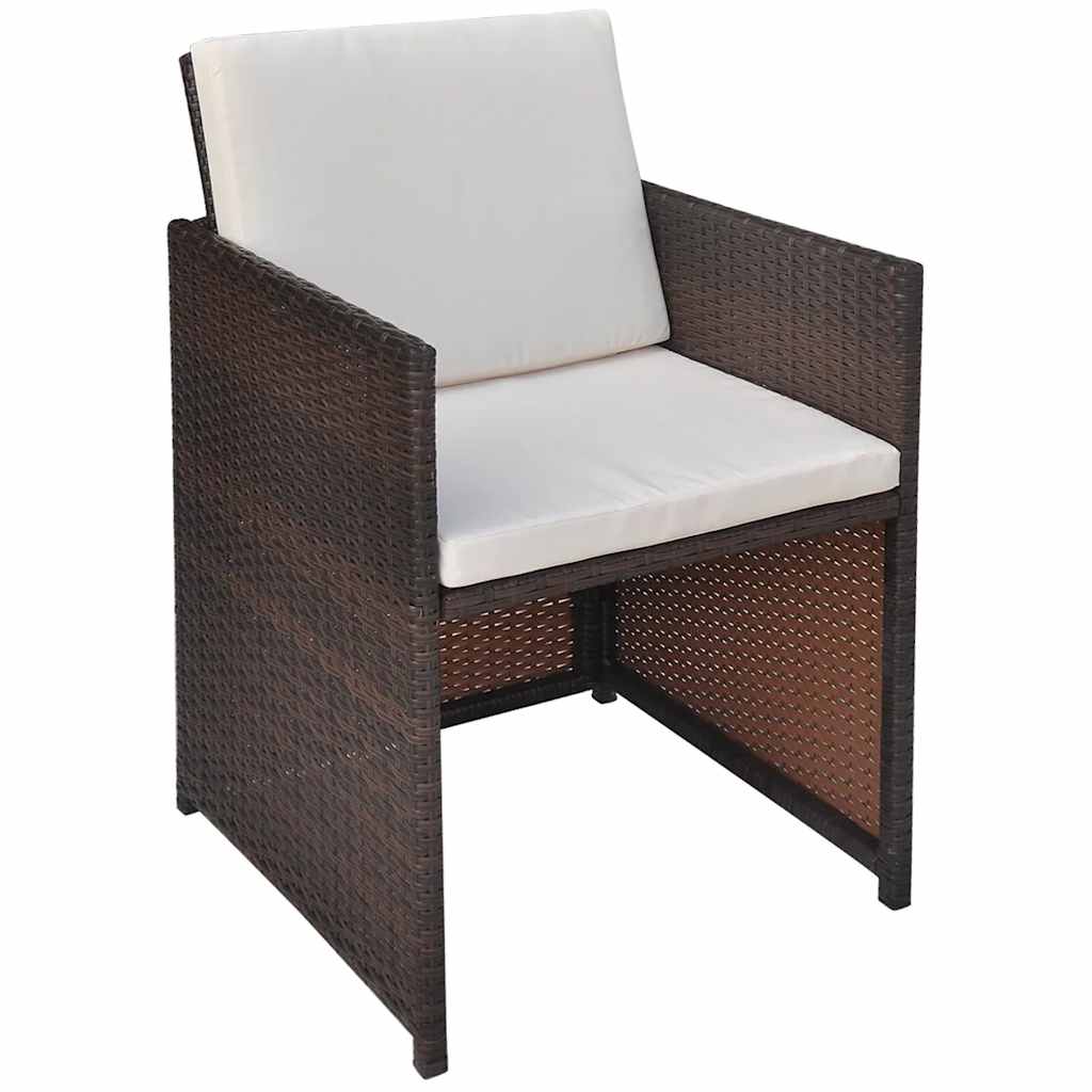 vidaXL 5 Piece Outdoor Dining Set with Cushions Poly Rattan Brown