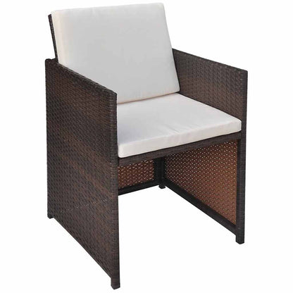 vidaXL 5 Piece Outdoor Dining Set with Cushions Poly Rattan Brown