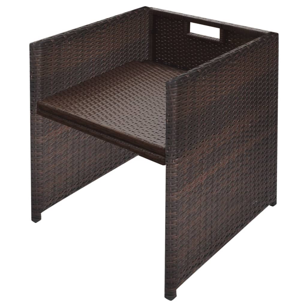 vidaXL Patio Furniture | Brown | Steel, PE Rattan, Glass, Polyester | Medium