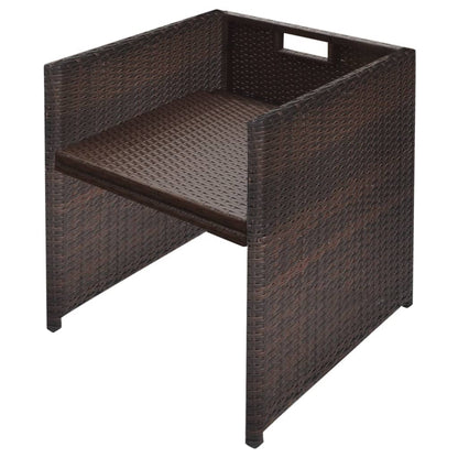 vidaXL Patio Furniture | Brown | Steel, PE Rattan, Glass, Polyester | Medium