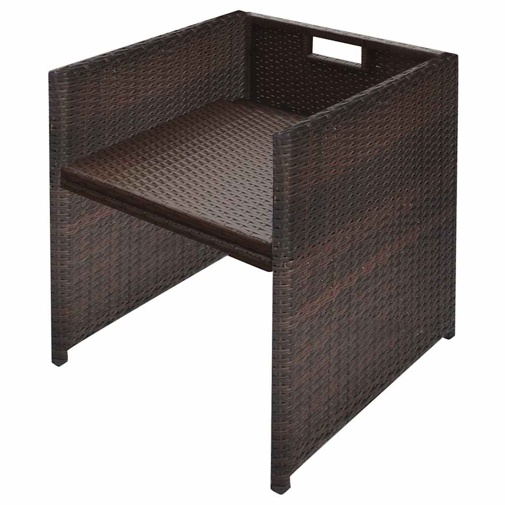 vidaXL 5 Piece Outdoor Dining Set with Cushions Poly Rattan Brown