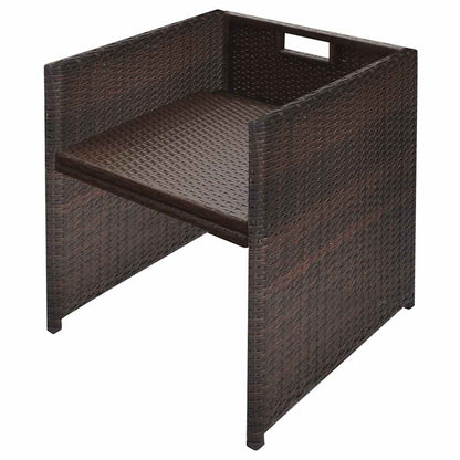 vidaXL 5 Piece Outdoor Dining Set with Cushions Poly Rattan Brown