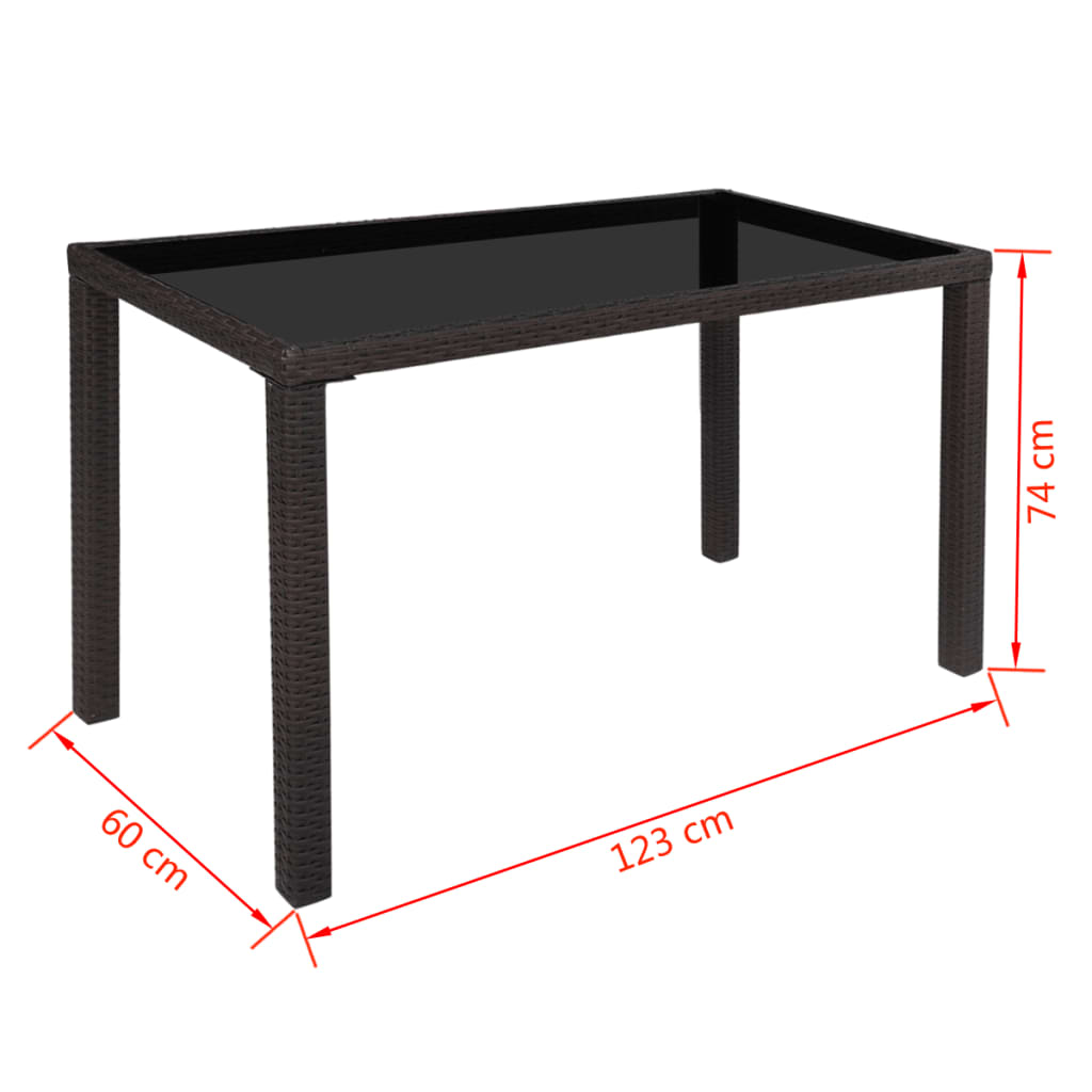vidaXL Patio Furniture | Brown | Steel, PE Rattan, Glass, Polyester | Medium