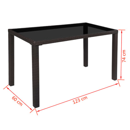 vidaXL Patio Furniture | Brown | Steel, PE Rattan, Glass, Polyester | Medium
