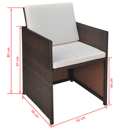 vidaXL Patio Furniture | Brown | Steel, PE Rattan, Glass, Polyester | Medium