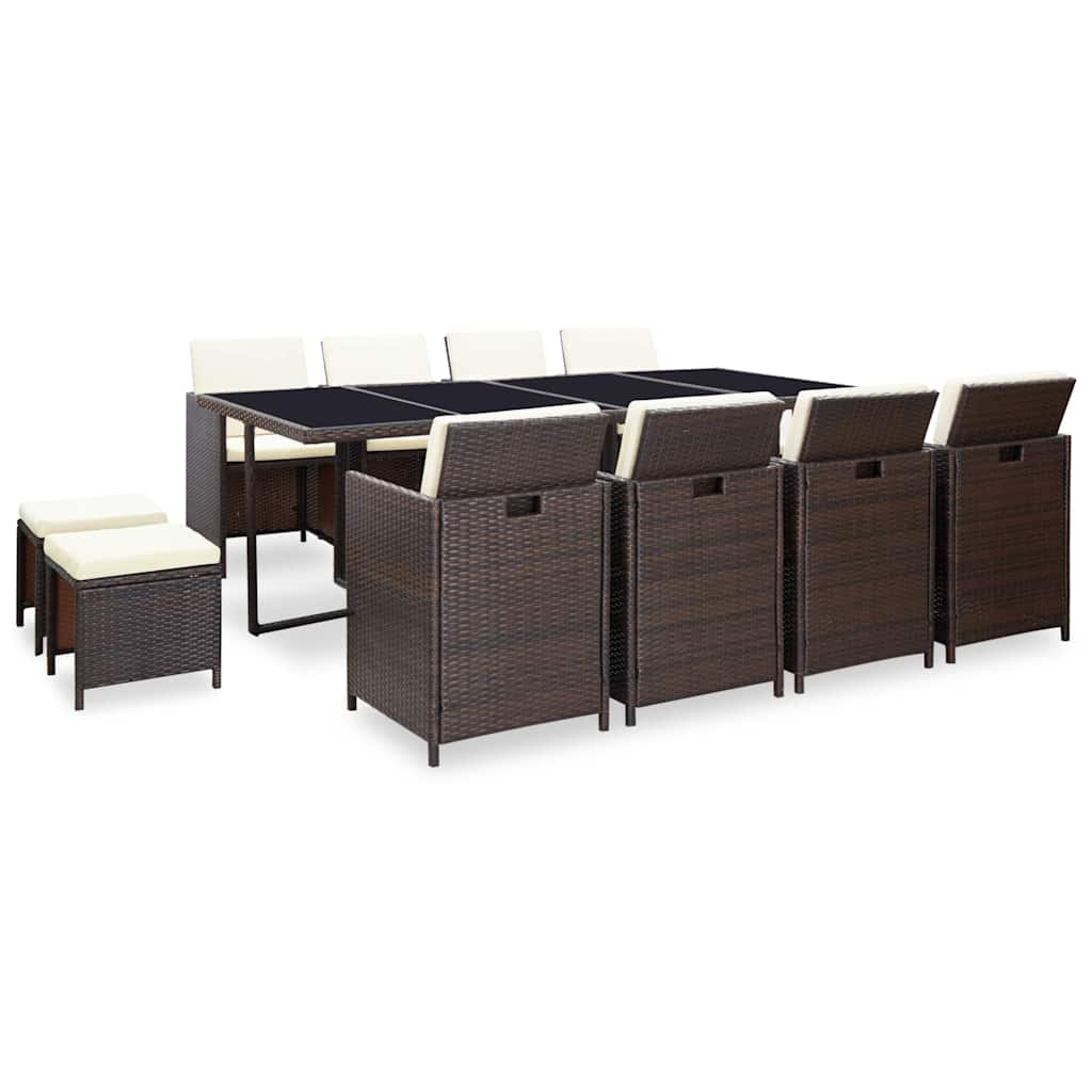 vidaXL Patio Furniture | Rattan Brown, Cream White Cushions