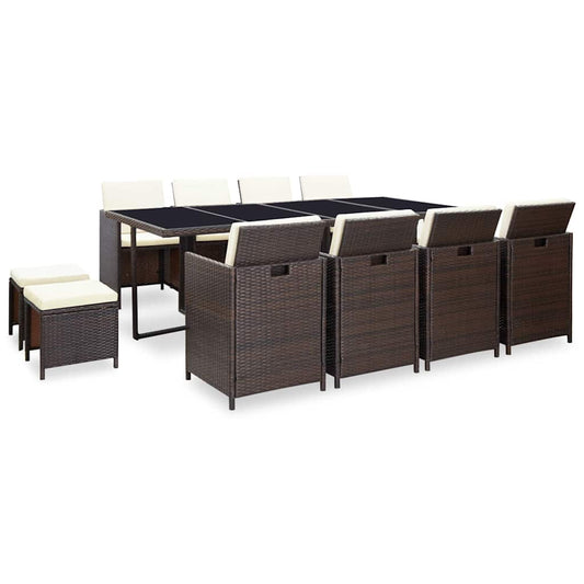vidaXL Patio Furniture | Rattan Brown, Cream White Cushions