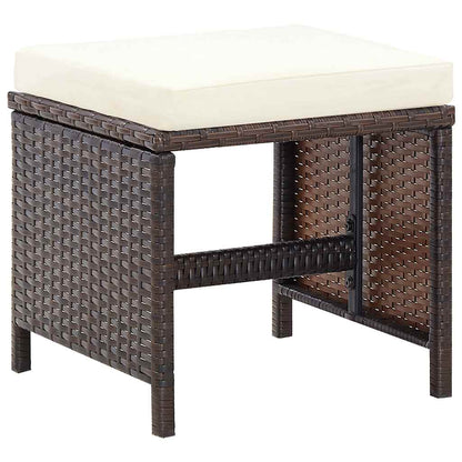 vidaXL 13 Piece Outdoor Dining Set with Cushions Poly Rattan Brown