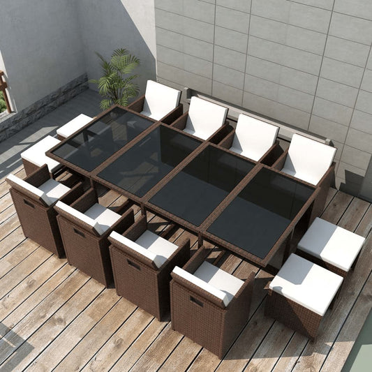 vidaXL Patio Furniture | Rattan Brown, Cream White Cushions